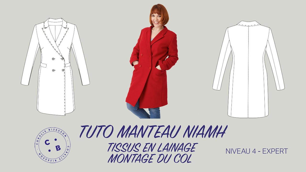 Niamh, le tuto du patron de couture du manteau Niamh, montage classique du col tailleur