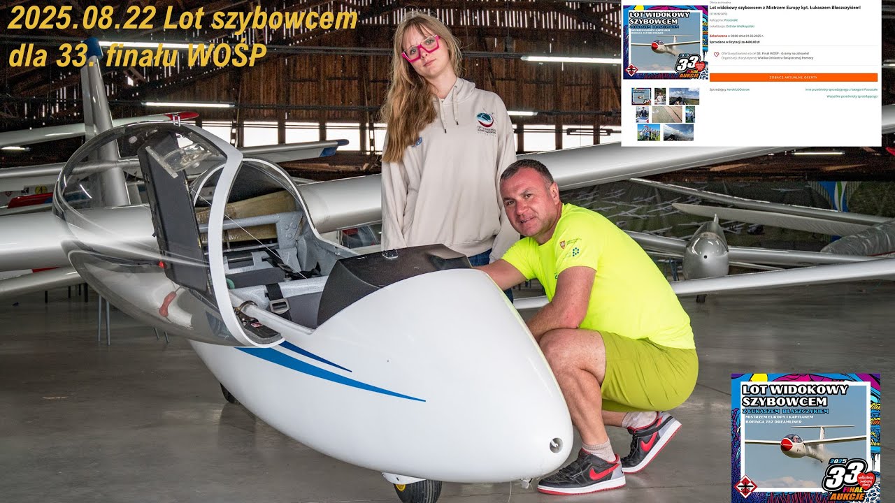 2025.08.22 Lot szybowcem dla 33. finału WOŚP