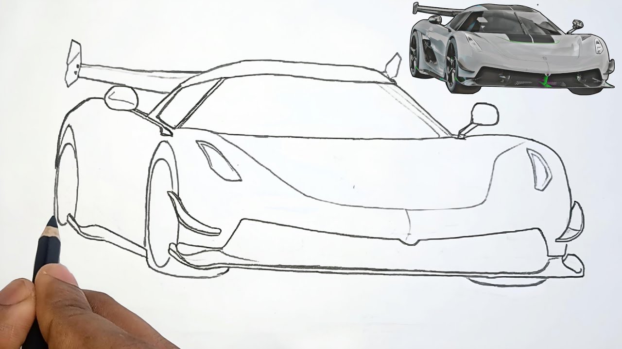 Простой урок рисования автомобиля Koenigsegg Jesko || Шаг за шагом || Как нарисовать Koenigsegg J...