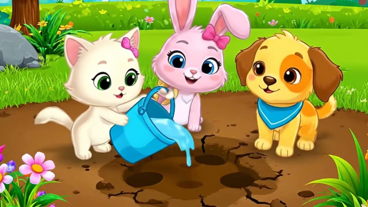 Mini, Bunny aur Puppy ka Magical Sunflower 🌻✨ | Cute Garden Story for Kids | Moral Cartoon