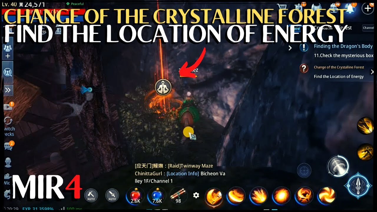 MIR4 - CHANGE OF THE CRYSTALLINE FOREST | FIND THE LOCATION OF ENERGY | QUEST GUIDE