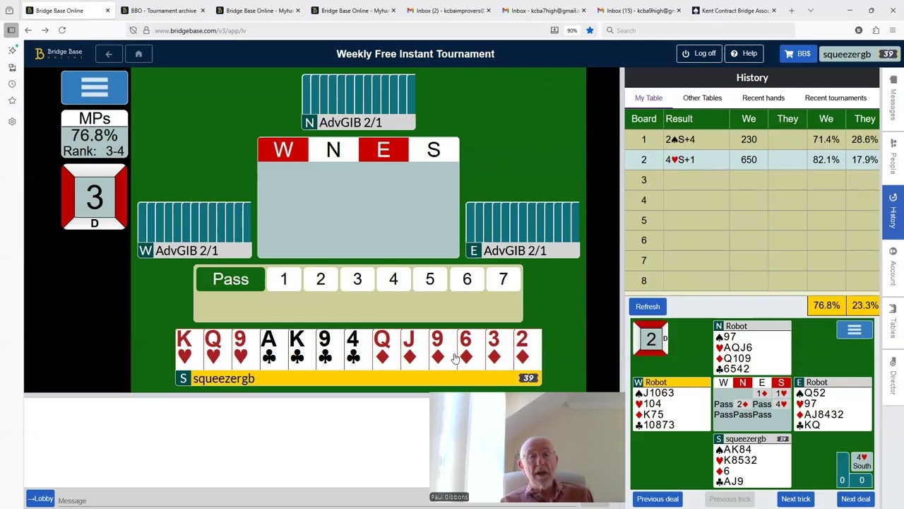 Over My Shoulder 218 BBO Weekly Free Instant Tournament