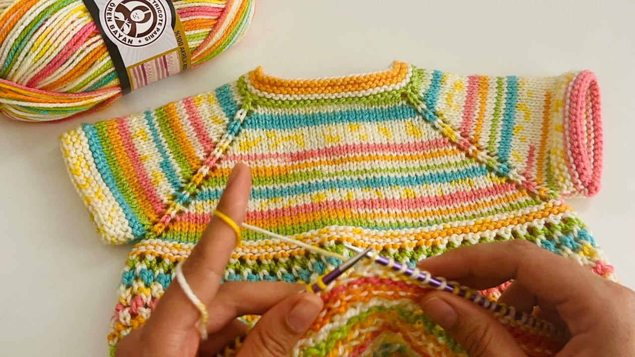 BİMin İPİ İLE 2 YAŞ YAKADAN BAŞLAMA KOLAY BEBEK YELEĞİ💚🧡#babyknitting #crochet #kolayörgümodeli
