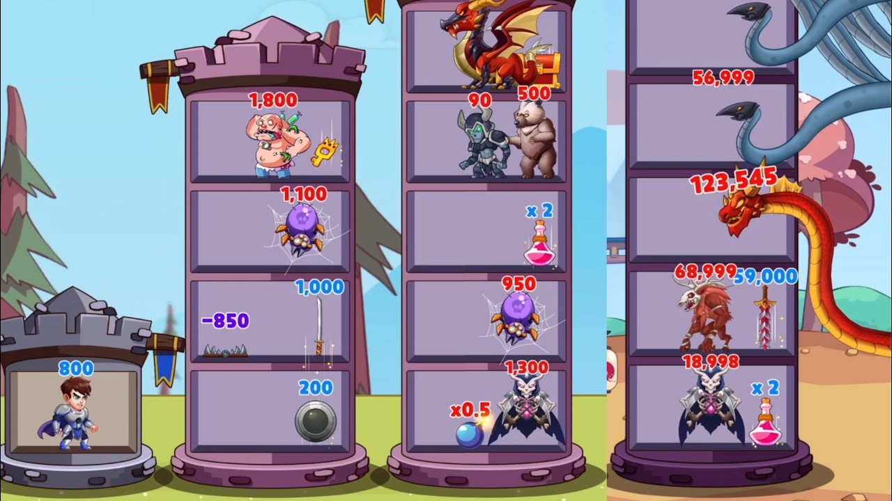 Hero Tower War - Math Puzzle - Level 201-250 Gameplay Android, iOS