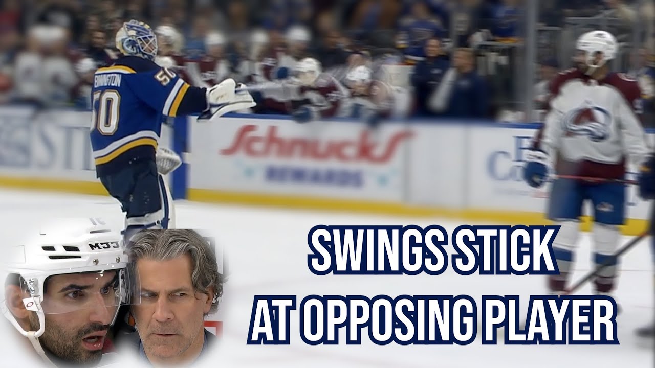 Goalie swings his stick at opponents face, a breakdown