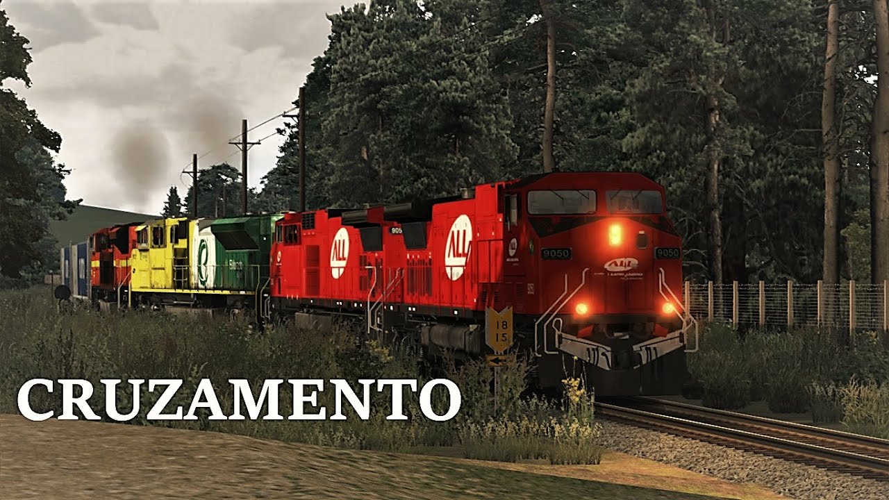 Train Simulator 2019 - Cruzamento entre trem da Rumo e da VL! com uma sena de locomotivas no pátio