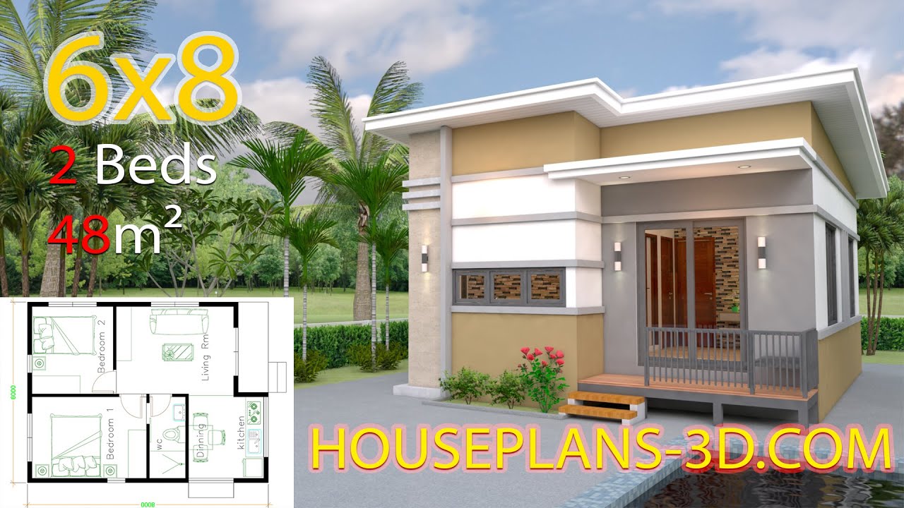 Small House Design Plans 6x8 with 2 Bedrooms
