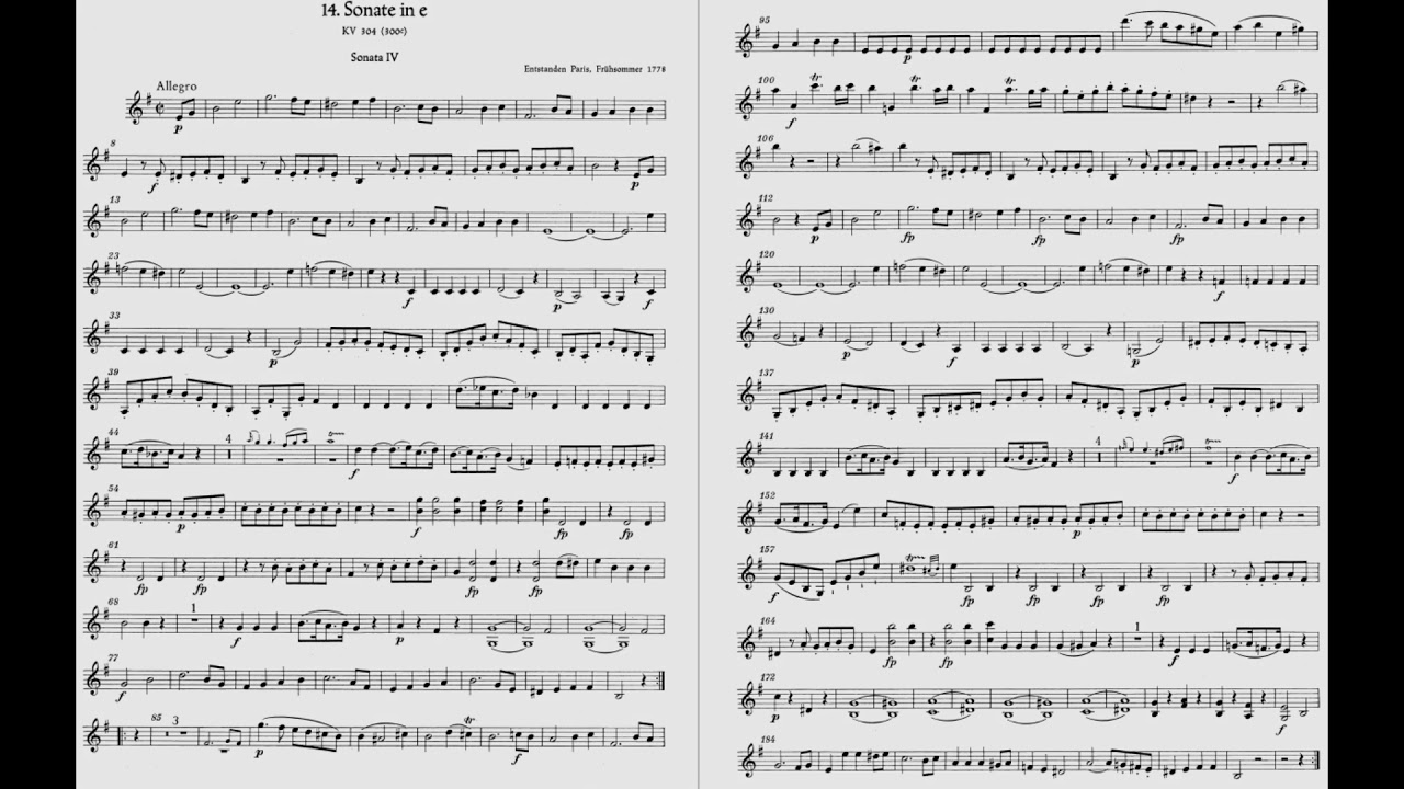 W. A. MOZART, Sonata in E min k. 304 (K300C) | Piano accompaniment