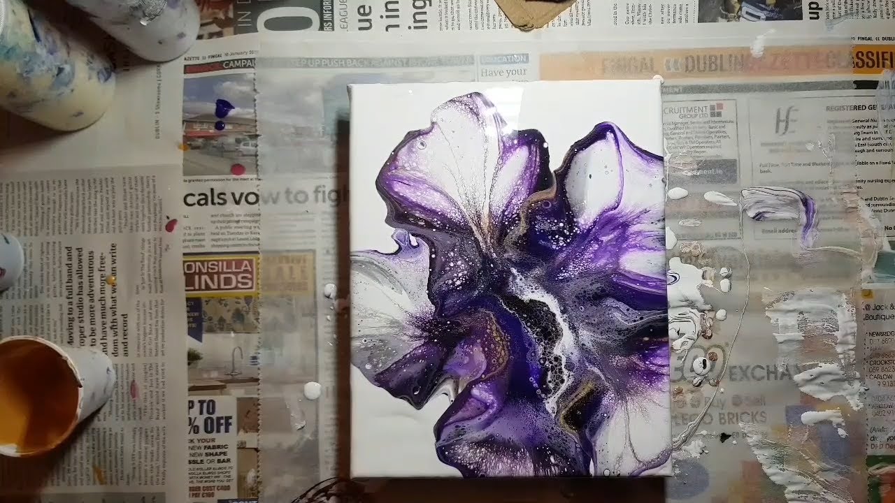Fluid Acrylic l BLOWN FLOWER BLOOM l Acrylic Pouring Techniques