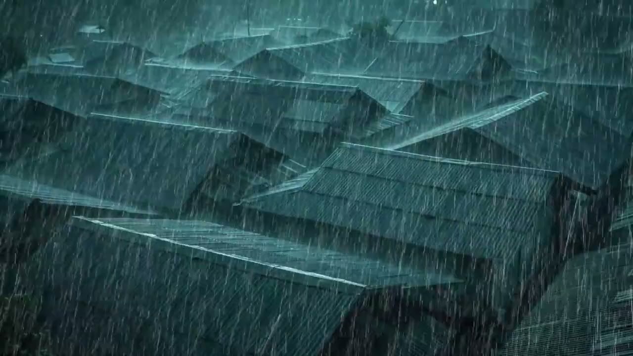 No Ads Rain Sounds for Sleeping - ASMR Dark Night Rain on Tin Roof for Overthinking Relief