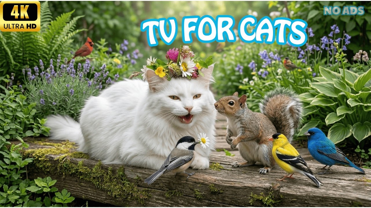 [NO ADS] Relaxing Cat TV 🌿 Sweet Garden Birds for Indoor Cat Entertainment | 4K UHD 60fps