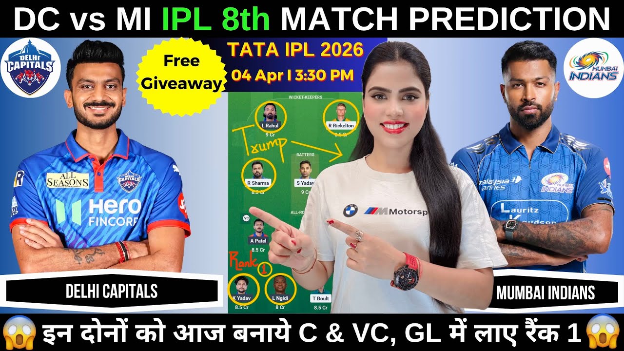 DC vs MI 2026 | DC vs MI Today Match Prediction | Delhi Capitals vs Mumbai Indians | IPL 2026 Match8