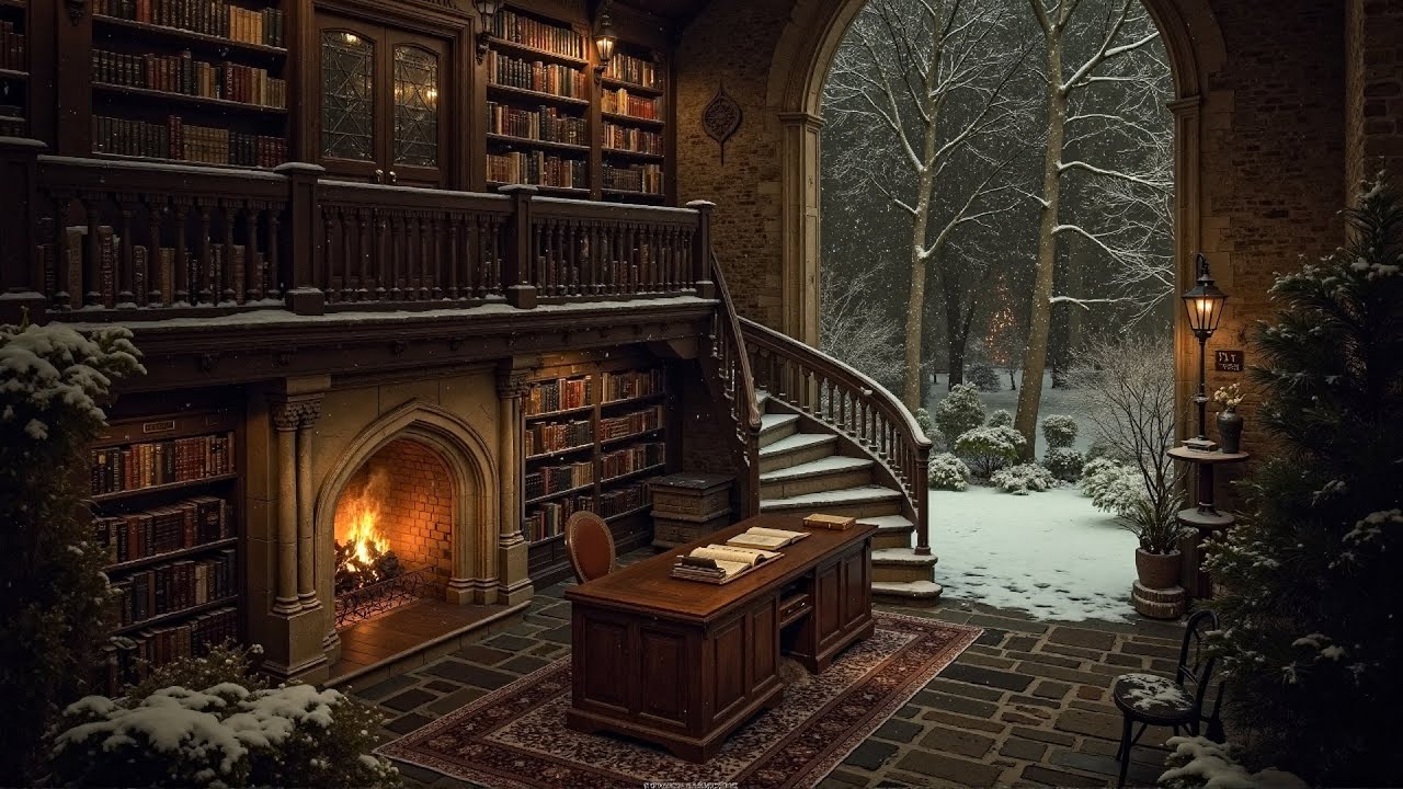 You're Studying Focus at Dark Library Ambience | Quiet Piano Instrumental and Dark Academia Music