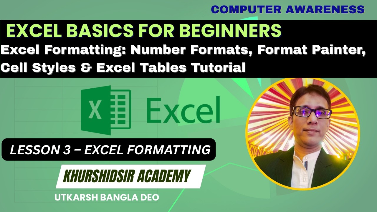 MS Excel Tutorial | Excel Formatting Number Formats | Format Painter | Excel Tables Tutorial