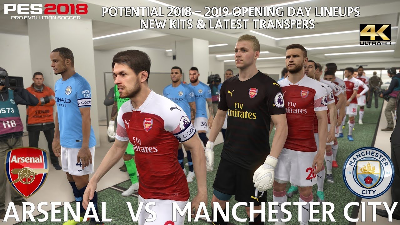 PES 2018 (PC) Arsenal v Manchester City | Predicted 2018 Opening Day Lineups | 4K 60FPS