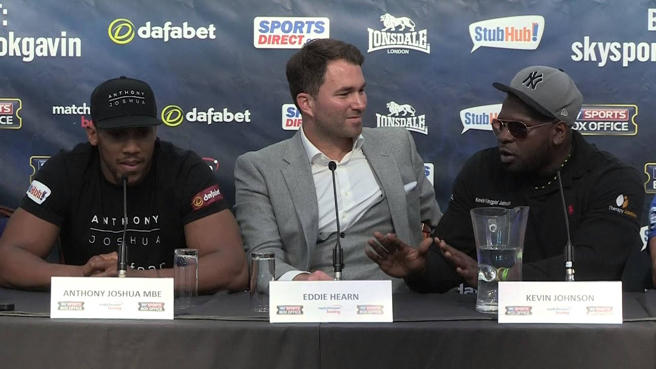 Kevin Johnson interrupts the press conference to ask Anthony Joshua some questions of his own