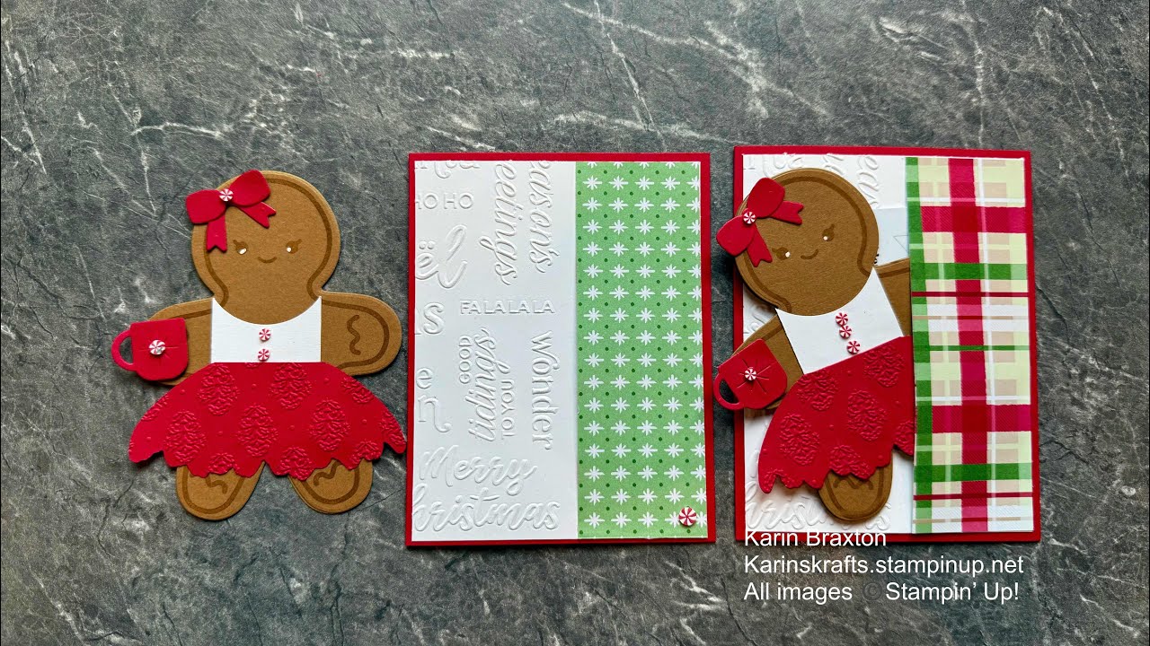 Homemade treats & gingerbread man bundles by stamping up. 1 easy card and one gift card holder card