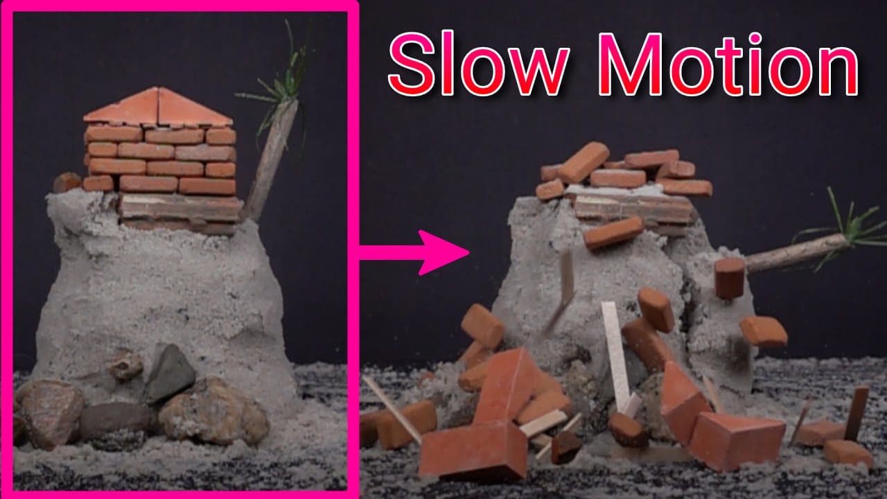Sand Looks Amazing in Slow Motion! Destroying sand sculptures and brick structures in slow motion