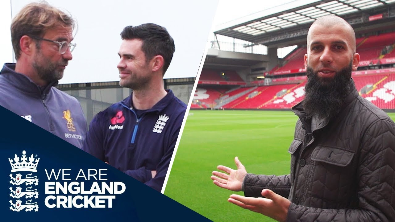 Anfield Tour: Moeen Ali And Jimmy Anderson Meet Jürgen Klopp During Liverpool F.C. Visit