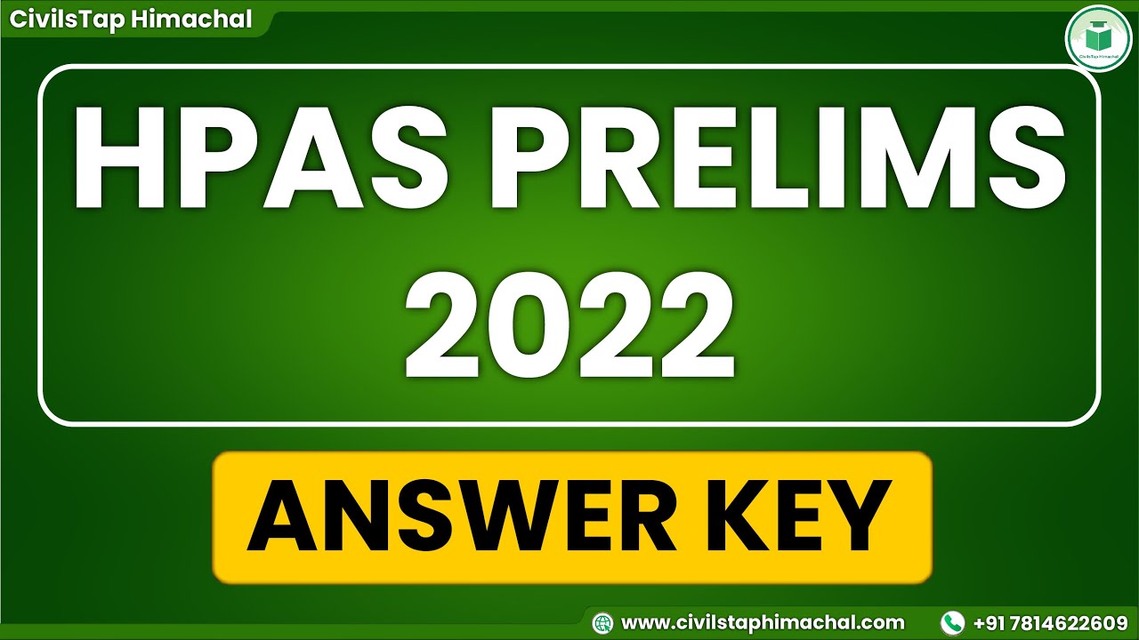 HPAS Prelims 2022 Answer Key || HPAS Prelims