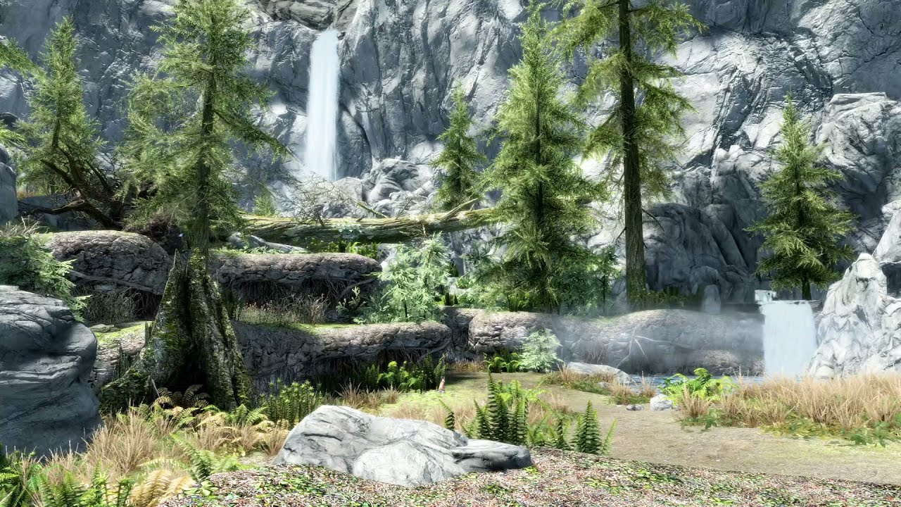 Skyrim - Bloated Man's Grotto Ambiance (birds, waterfall, crickets, day/night cycle)