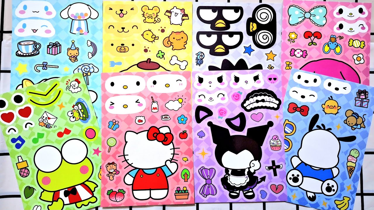 Hello Kitty and Friends DIY Silly Face Stickers with Keroppi, Melody, Pompompurin,...