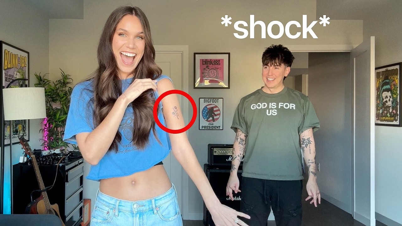 surprising my husband with my first tattoo!!