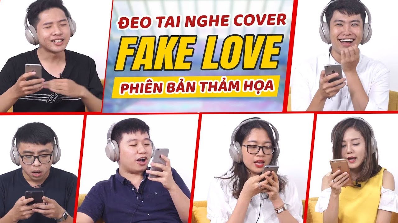 Đeo tai nghe hát Fake Love lời Việt : Schannel và Linh Ka ai thảm hoạ hơn !
