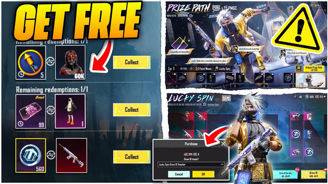 😱 GET FREE 60K POPULARITY & UPGRADABLE SKIN / BGMI PRIZE PATH & LUCKY SPIN