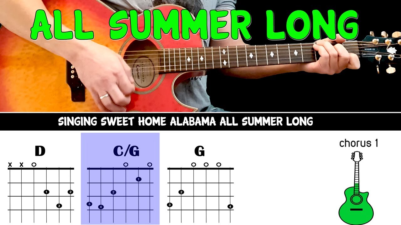 ALL SUMMER LONG - Kid Rock - Guitar play along on acoustic guitar (with chords & Lyrics)