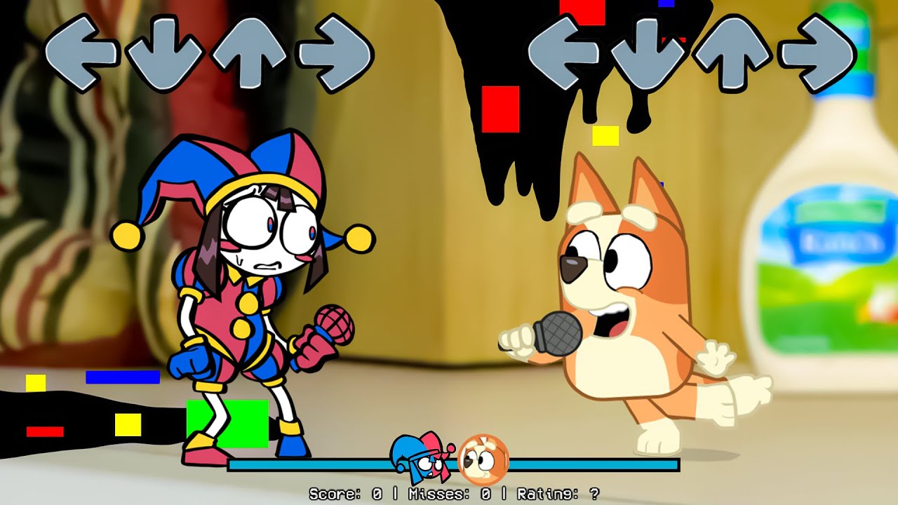 FNF NEW Amazing Digital Circus Episode 2 VS Bluey, Bingo & Mackenzie Sings Sliced Pibby