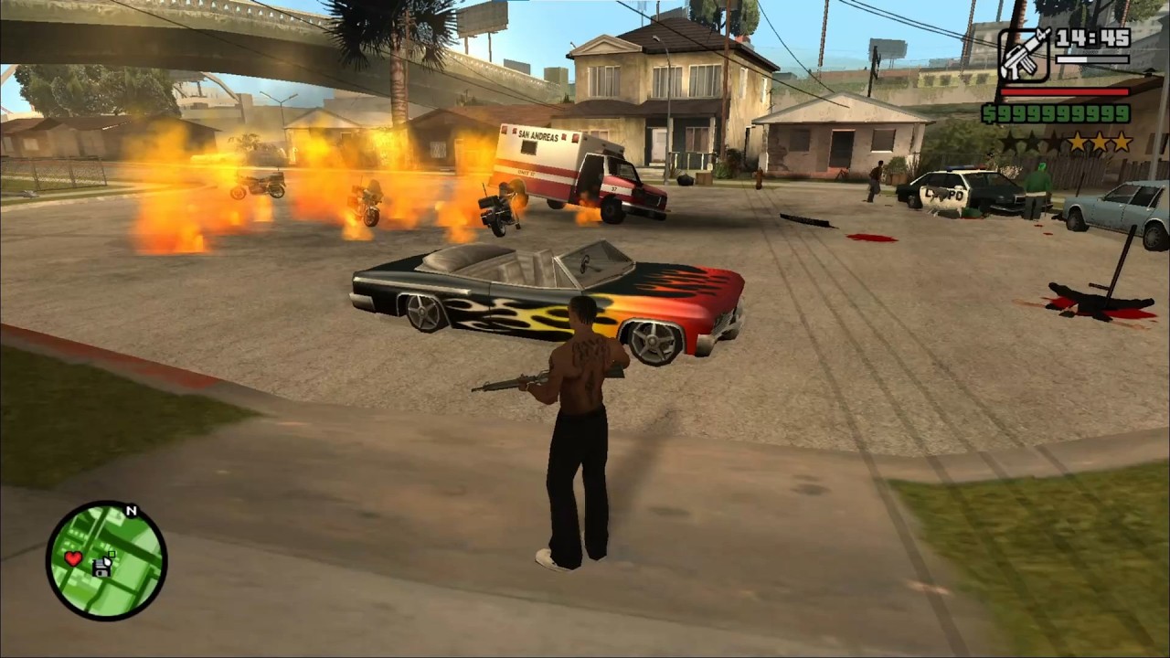 GTA SAN ANDREAS - CJ tries to manipulate the police and starts a war with the military army