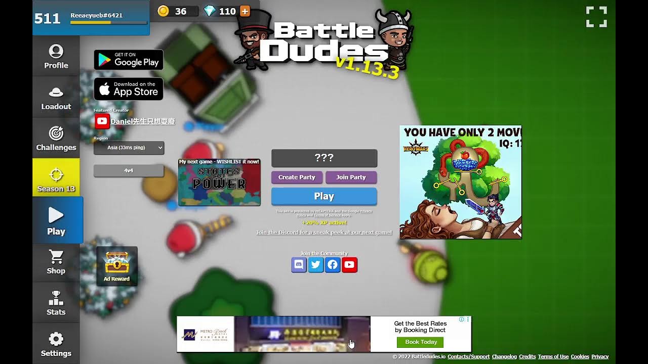 Battledudes.io gameplay/1v1 live