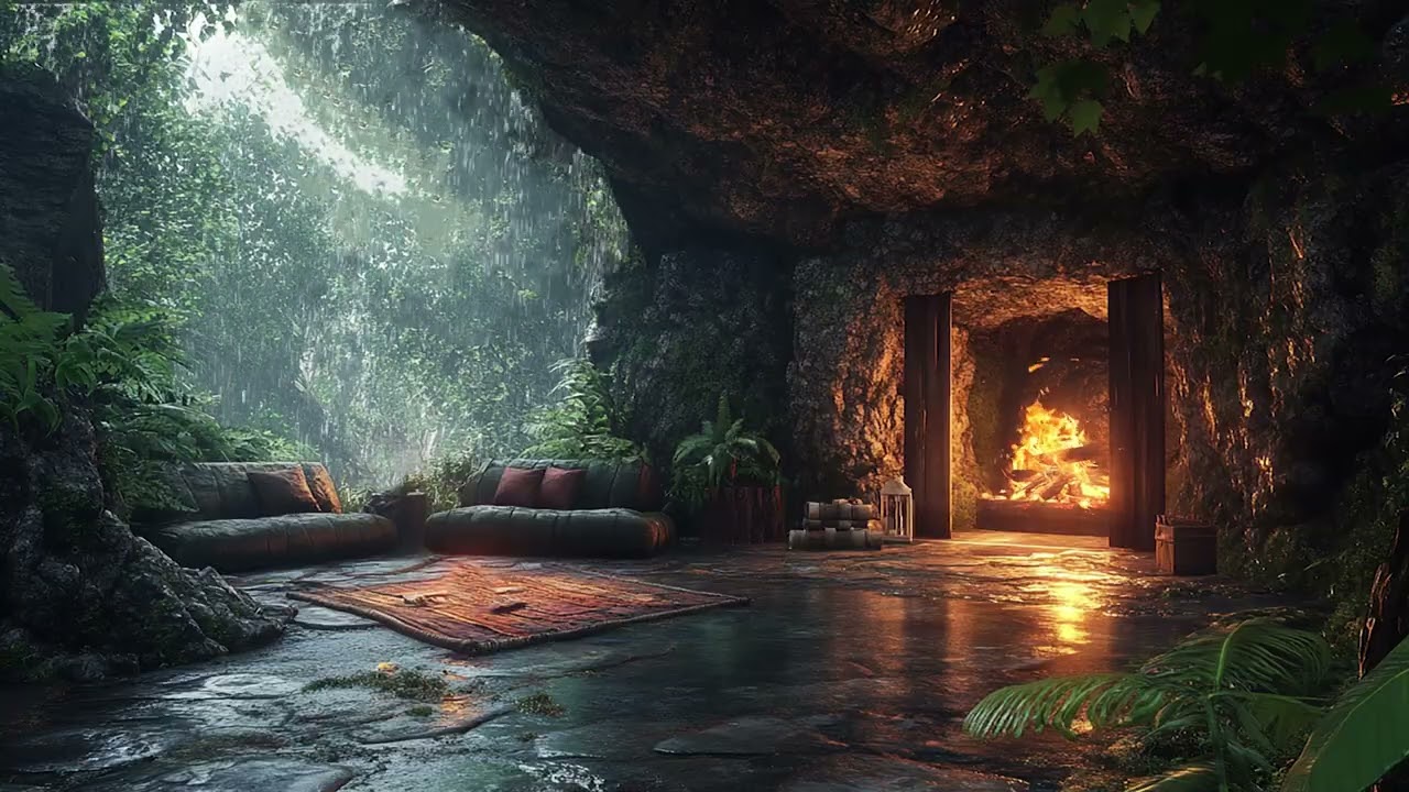 Let the Rain Keep You Company in a Silent Cave | Healing Ambience for Rest and Emotional Comfort