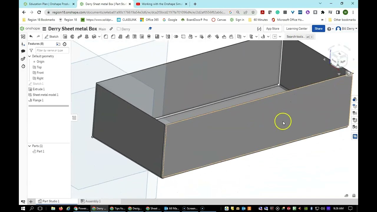 Sheet metal box Onshape