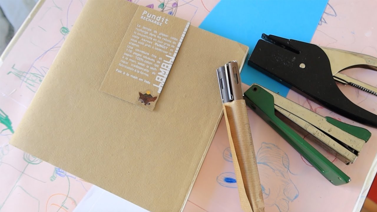 Handmade sketchbook from India + vintage stapler from Austria