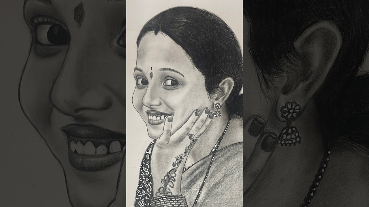 Realistic Pencil Portrait of Indian Woman | Hand Drawn Sketch