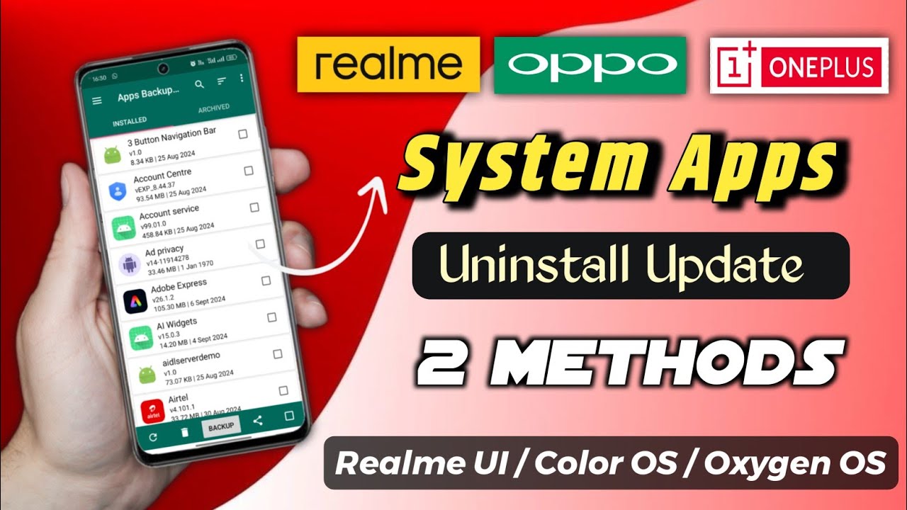 Uninstall System App Updates on Realme, Oppo & OnePlus | Uninstall Unwanted system App