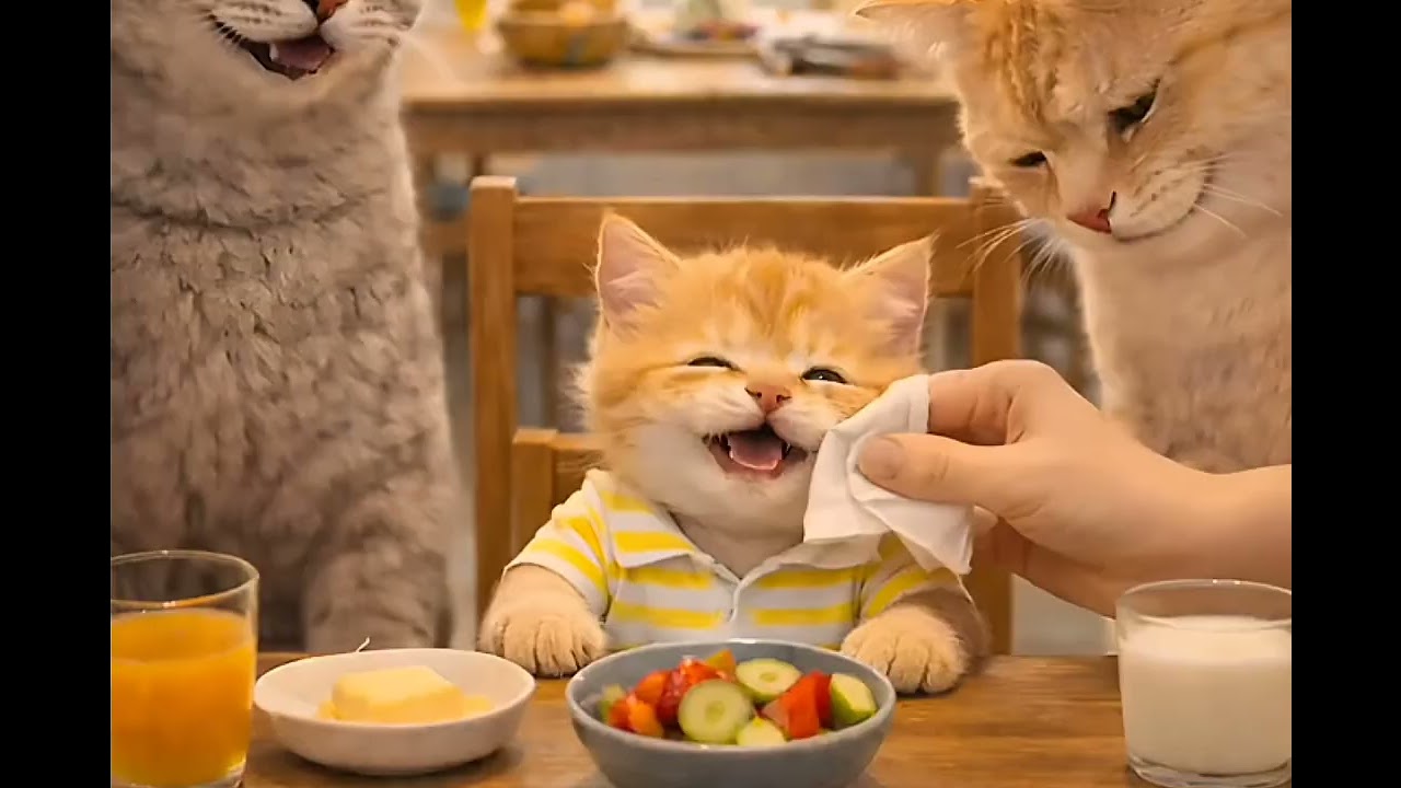 A Peaceful Day in a Cat Family 🐱