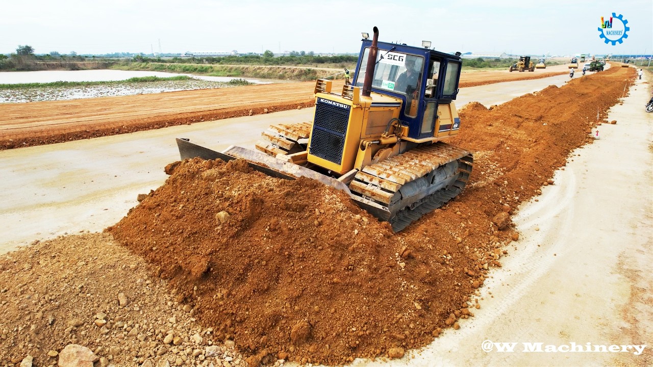 Perfect Mixing Action Komatsu Bulldozer Building Foundation New Roads Operation Techniques Skills
