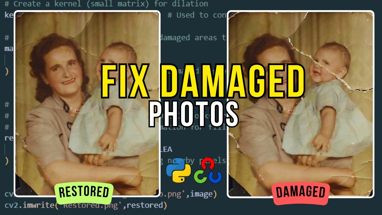 Restore Damaged Photos Using OpenCV in Python | Image Inpainting Project
