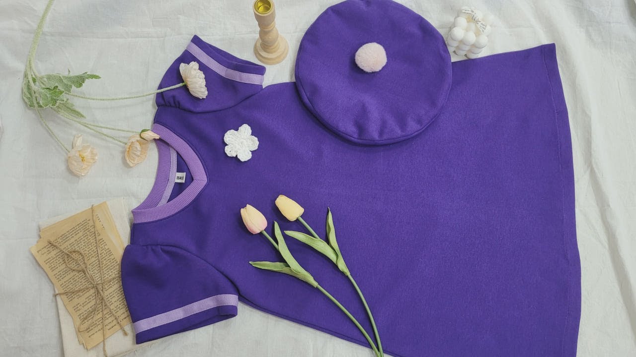 No.47 How to Sew a V-Neck A-Line Dress DIY | V넥 반팔 원피스 만드는 방법 #어깨프릴원피스 #V넥시보리만들기