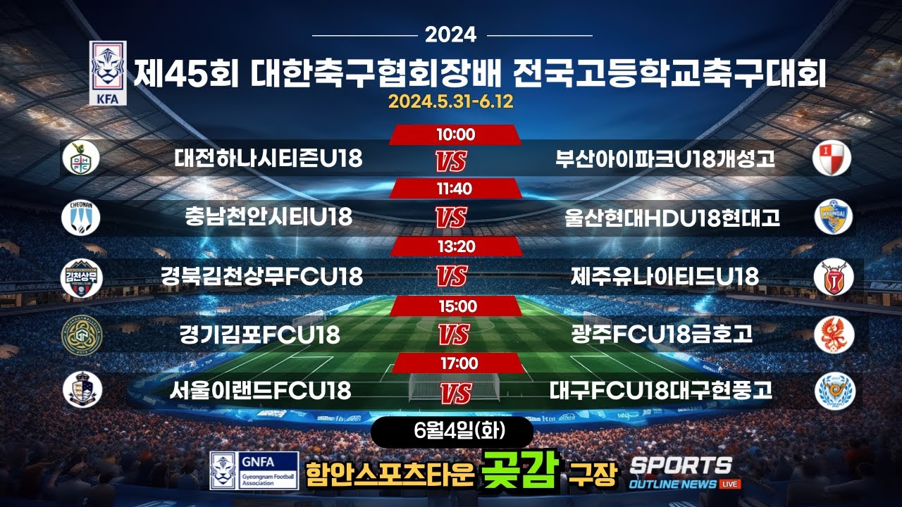 [제45회대한축구협회장배전국고등학교축구대회] 6월4일(화) 조별리그 3일차_함안스포츠타운 곶감구장