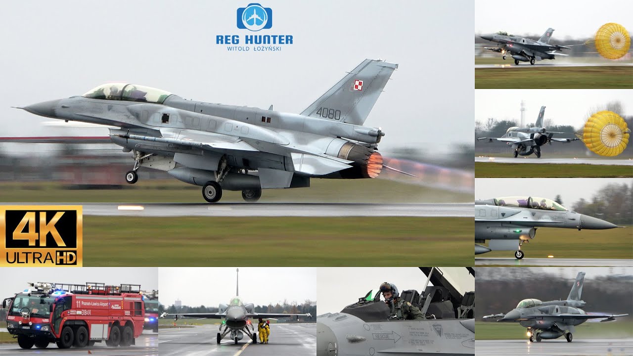 Lockheed Martin F-16D Fighting Falcon at Poznań Ławica (POZ / EPPO) - training for the fire brigade