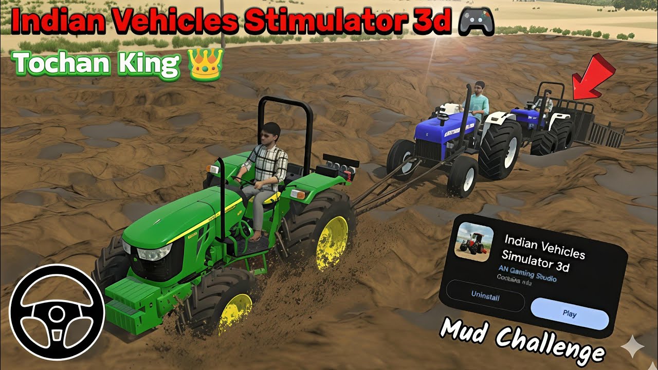 Tractor And Trolley Stuck In Mud  | Indian Vehicles Stimulator 3d  