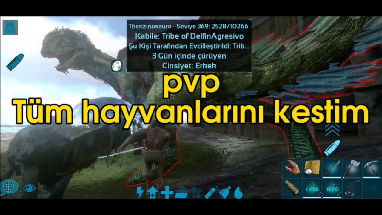 Tüm hayvanlarını kestim | pvp ark mobile türkçe