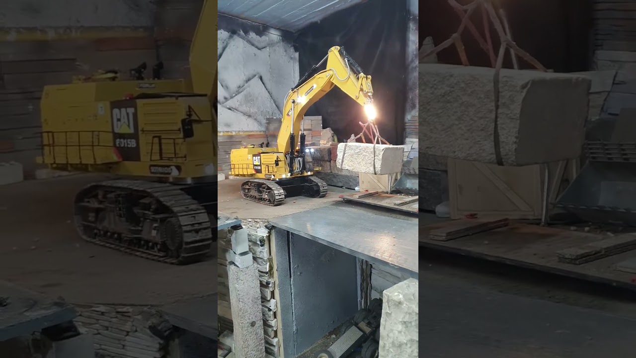 Caterpillar 6015B Lifts Massive Granite &ndash; Real Power, No CGI! 💪🪨 #rcbaumaschinen  #rc6015B