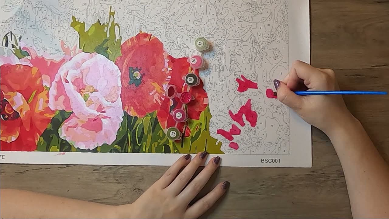 Painting Beautiful Flowers | Paint by Numbers Timelapse