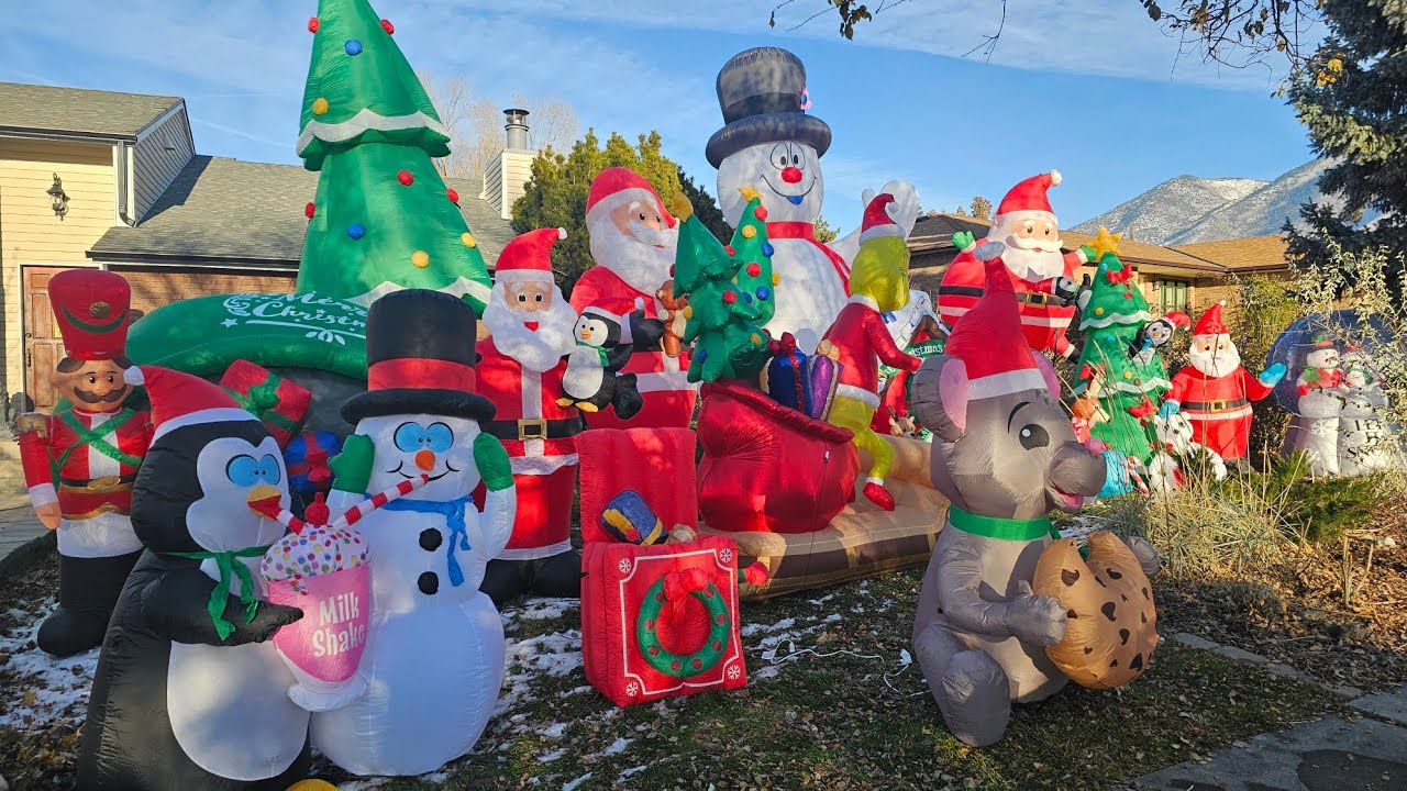 Decorating our Yard for Christmas Live and Unboxing 6 New Inflatables!