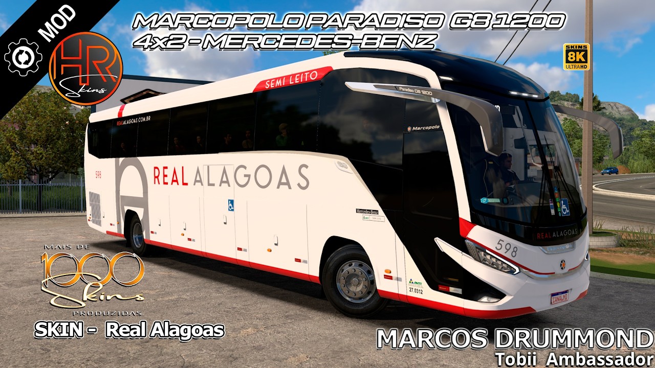 APRESENTAÇÃO COMPLETA: G8 1200 4x2 Real Alagoas | HR SKINS | MB ModShop | Rodas Edem Bus